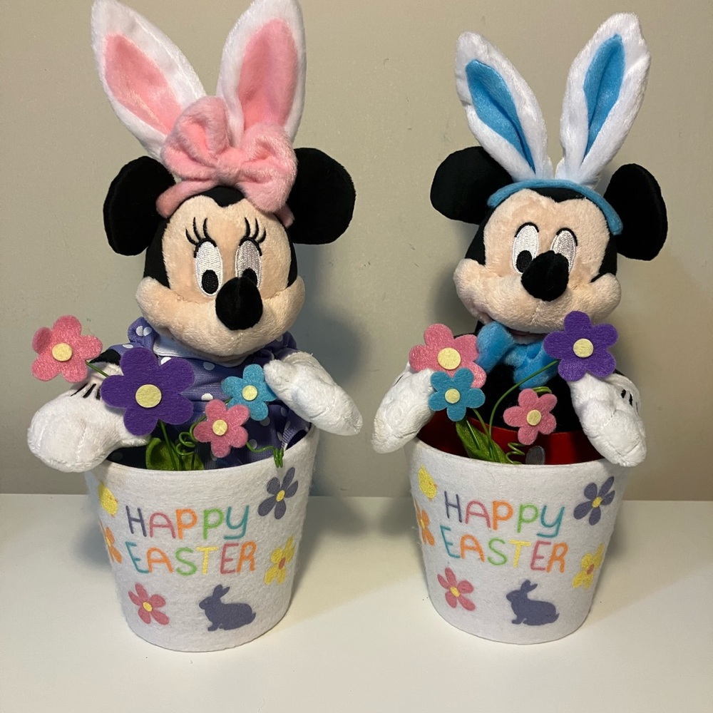 Easter Mickey and Minnie Plush Flower Pots